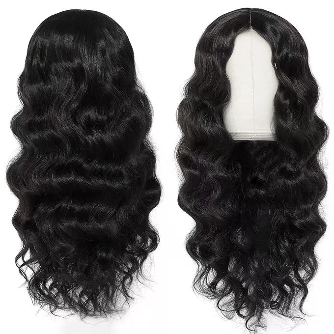 10A Ladies Long Wavy Hair Black Natural Synthetic Waves Wigs Rose Net