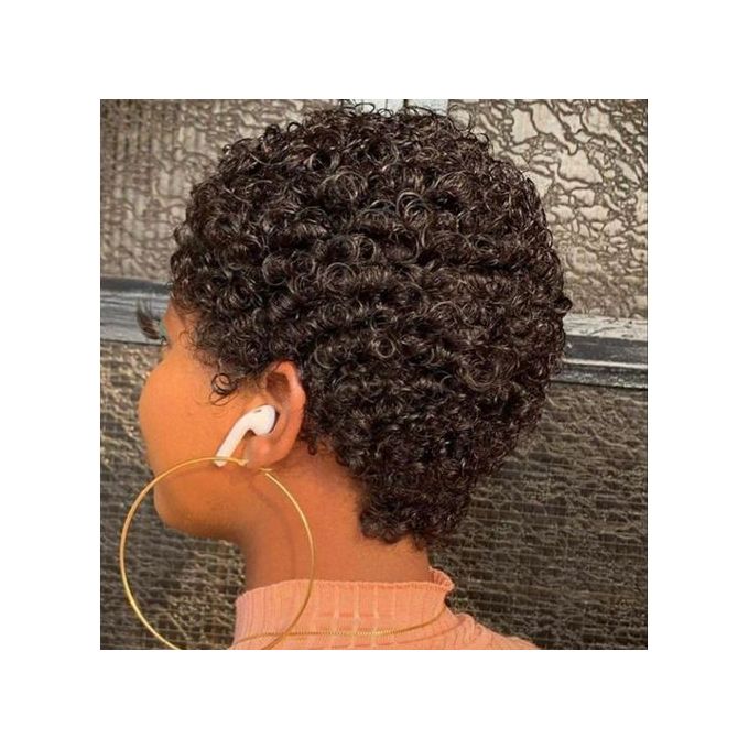 Curly Natural Short Hair Wig For Ladies Natural Colour