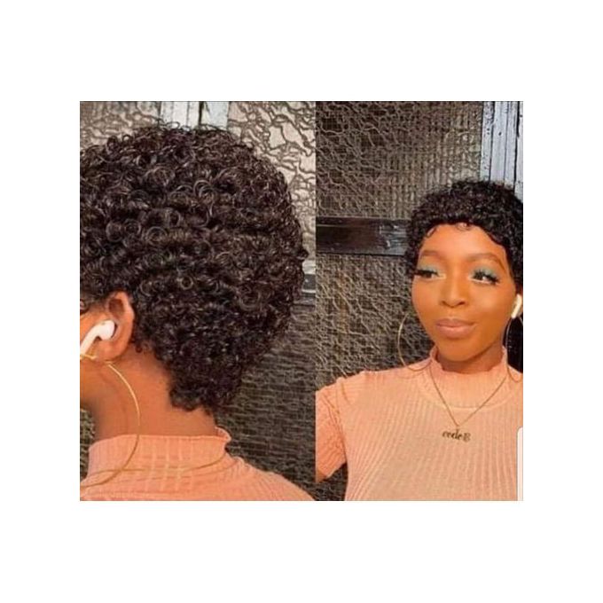 Curly Natural Short Hair Wig For Ladies Natural Colour